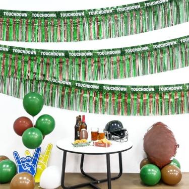 Imagem de LOLStar Super Ball Party Decorations 2Packs 39 Pés Foil Fringe Garland Futebol Tema Tinsel Streamers Verde Marrom Metálico Pendurado Cenário Banner Mesa Saias Desfile Carros Alegóricos Super Ball Do