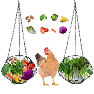 Imagem de Acessórios para alimentador de frango para pendurar, Coop Must Haves - Dispensador grande dobrável de 16,5 cm para frango, com 3 peças, corrente de pendurar, brinquedos de galinha para galinheiro