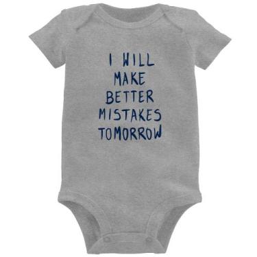 Imagem de Body Bebê I will make better mistakes tomorrow - Foca na Moda, Cinza, 