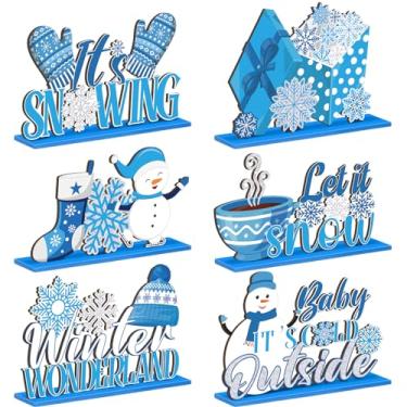 Imagem de Suzile 6 Peças Decorações De Mesa De Madeira De Inverno Floco De Neve Boneco De Neve Peças Centrais De Madeira Para Festa Congelada Inverno Está Nevando Tema Festa De Aniversário De Natal Bebê Está Co