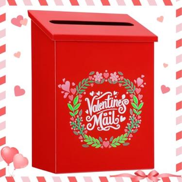 Imagem de Valentines Mailbox for Kids - Large Gift Card Tinplate Mailbox, Red Mailbox for Girls Boys Classroom Exchange Cards Candy Gifts Valentine Party Favors