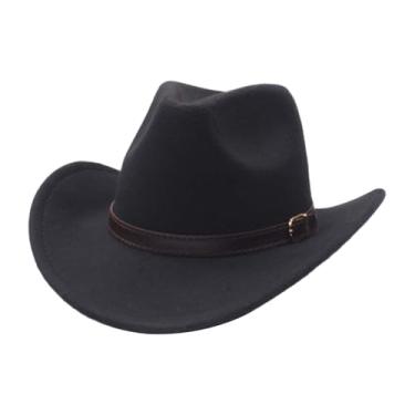 Imagem de UxicRuya Photo de moda de chapéu de cowboy adereços para adultos cosplay primavera outono fedora chapéu, Preto