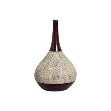 Imagem de Vaso Decorativo de Cerâmica para Mesa Garrafa Jasmim M Marrom e Palha Ganash