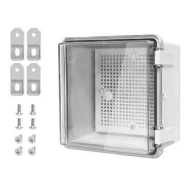 Imagem de LMioEtool Abs Plástico À Prova De Poeira À Prova D'Água Caixa De Junção Ip65 Com Dobradiça Gabinete De Projeto Elétrico Universal Cinza, Com Tampa Transparente Transparente Para Pc 5,9 X 5,9 X 3,5 Pol