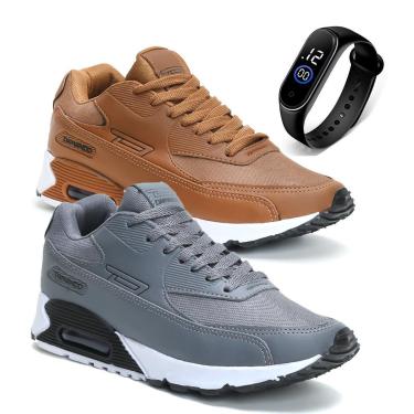 Imagem de Combo 2 Pares Tênis Masculino RS6 Caminhada e Corrida + Relógio-Masculino
