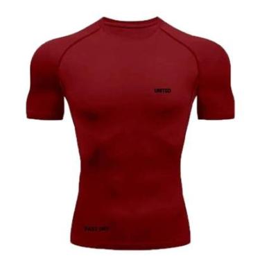 Imagem de Camisa de compressão térmica Manga Curta United Pro Proteção Solar FPS 50+ Rash Guard - vinho -Masculino