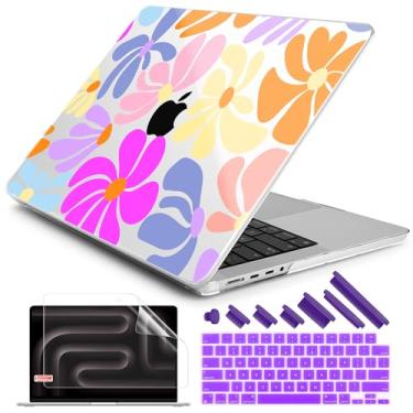 Imagem de DONGKE Capa rígida de plástico para MacBook Pro 14 polegadas com tela Retina XDR e Touch ID, 2024/2023/2021, chip M4 A3112 A3401 A3185, M3 A2918 A2992, M2 A2779, M1 A2442 Pro Max, Power Florals