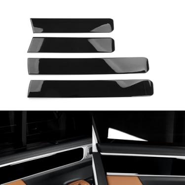 Imagem de CNAURDA Painel de porta interna de carro capa de apoio de braço painéis de porta interior moldagem capas de acabamento compatíveis com Hyundai Santa FE 2024 2025 acessórios interiores, estilo preto,