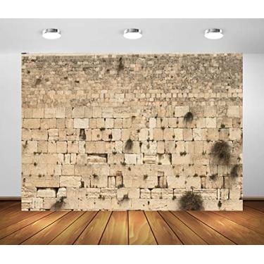 Imagem de BELECO Pano de fundo de parede ocidental de tecido de 2,7 x 1,8 m - Parede das Lamentações de Jerusalém, Judaísmo de Pedra Antiga Cidade Velha de Israel - Decoração de Evento de Igreja Religiosa