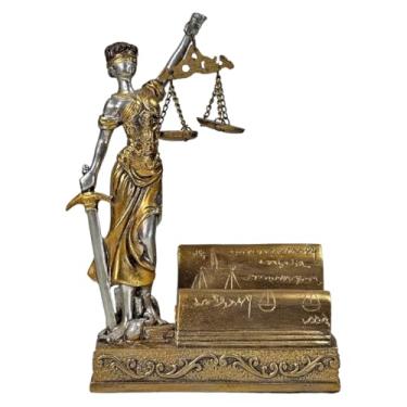 Imagem de Porta Cartões Themis Deusa Da Justiça Com Balança Ouro 19cm