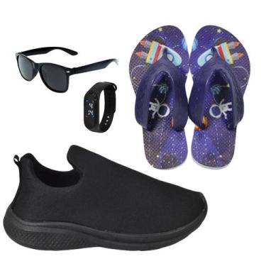 Imagem de Tênis Infantil Masculino Calce Fácil Escolar Menino Personagem +Chinel