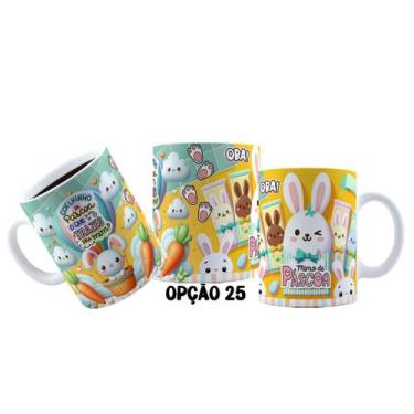 Imagem de Caneca 325ml Plástico Feliz Páscoa Fofa Coelhinhos Mimos - LARANJA E M