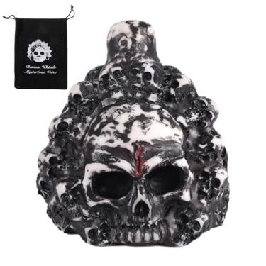 Imagem de Apito da Morte Asteca, Crânio Asteca Autêntico Apito da Morte Grito Mais Alto com 125 decibéis para Halloween e Festival Mexicano dos Mortos Presente Colecionável