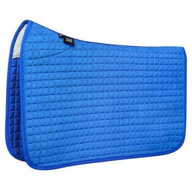 Imagem de Tackmore Almofada de sela quadrada acolchoada para todas as finalidades, respirável, absorvente de choque, confortável para cavalos, azul cobalto