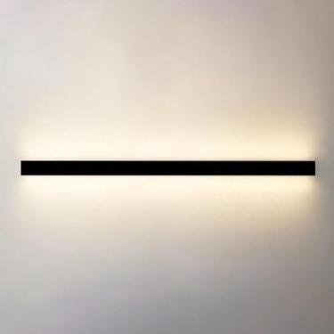 Imagem de HOSETEON Arandela de parede longa preta moderna, arandelas lineares de parede, interior com controle remoto, luzes de parede reguláveis sala g corredor