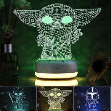 Imagem de Luz noturna 3D Star Wars para crianças - 3 padrões e 16 lâmpadas de mudança de cor - Luz branca quente para dormir - Brinquedos Star Wars para criança