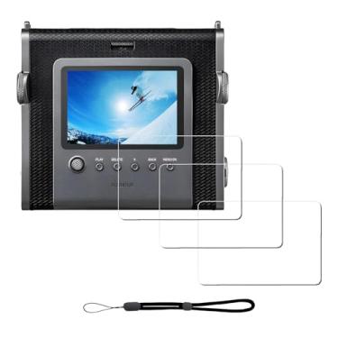 Imagem de iDaPro Película protetora de tela de vidro temperado para Fujifilm Instax WIDE EVO [3 peças + 1 cordão manual], câmera de filme instantâneo Wide EVO, vidro temperado, dureza 9H, antiarranhões