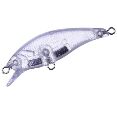 Imagem de 20 peças de iscas em branco sem pintura, 5 cm/3 g, para mergulhador raso, silencioso, mini minnow faça você mesmo, feito à mão, equipamento de pesca artificial