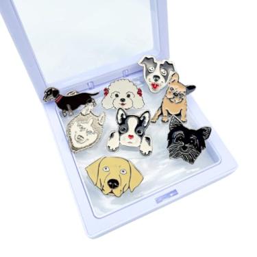 Imagem de Kit Com 8 Bottons Cachorrinhos Colecionáveis Pingente Pin Broche de Metal para Bolsa Mochilas Roupas Sapatos Cachorro