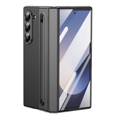 Imagem de HAO RIYLN Capa ultrafina para Samsung Galaxy Z Fold 6, capa de couro com proteção para câmera e compartimento para caneta, capa anti-impressão digital, preta, ZFOLD6