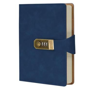 Imagem de LUMAI Caderno Diário com Cadeado e Senha A5 288 Páginas Capa Couro Sintético Pautado Agenda Privado Feminino Masculino Anotações Escola Trabalho Viagem Segredo Pensamentos (Azul)