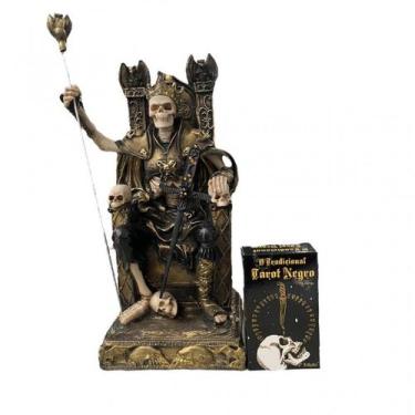 Imagem de Kit Tarot Negro Esqueleto no Trono+Athame+Baralho 78 Cartas - Lua Míst