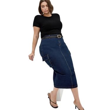 Imagem de City Chic Saia feminina plus size - Raya, Lavagem escura, 56