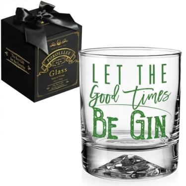 Imagem de Pokolllee Let the Good Times Be Gin Whisky Bar Presentes para homens mulheres marido, copos de gin, copos de uísque para amantes de gin, presentes de aniversário para bebedores, presente de Natal para
