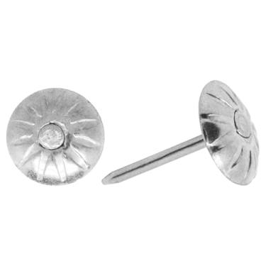 Imagem de SWZHAI 150 peças de tachas de pregos de estofamento para móveis de sofá de polegar, alfinetes, 7/40.6 cm, flor prateada