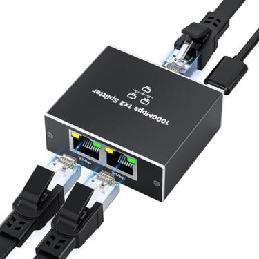 Imagem de Divisor Gigabit Ethernet, divisor de rede gliship de alta velocidade de 1000 Mbps com cabo de alimentação USB, adaptador divisor LAN RJ45 para cabo Cat 5/5e/6/7/8 (divisor Ethernet 1 a 2)