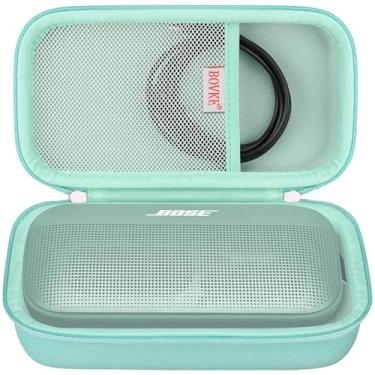 Imagem de BOVKE Estojo de alto-falante para alto-falante Bose SoundLink Flex Bluetooth sem fio, bolsos de malha extra para cabo de carregamento Bose Flex, cinza