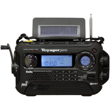Imagem de Kaito Voyager Pro KA600 Rádio de emergência meteorológica AM/FM/LW/SW e NOAA com alerta e RDS, lanterna e lâmpada de leitura + carregador de smartphone, preto