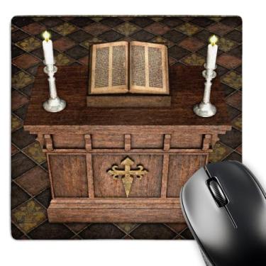 Imagem de 3dRose Mouse pad LLC 20 x 20 x 0,65 cm, altar medieval e bíblia (mp_62969_1)