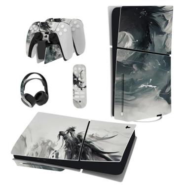 Imagem de PlayVital Conjunto completo de adesivos para ps5 Slim Console Disc Edition (o novo design menor), capa de decalque de vinil para controle ps5, fone de ouvido e estação de carregamento - Ink Spirit