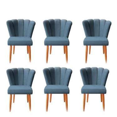 Imagem de Kit 6 Cadeiras De Jantar Estofadas Reforçada Decorativa Pétala Suede -