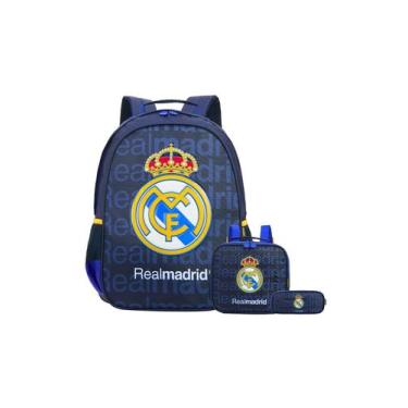 Imagem de Kit Escolar Mochila De Costas+Lancheira+Estojo Real Madrid - Xeryus