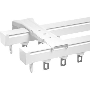 Imagem de Trilho De Cortina De Alumínio, Trilhos De Cortina Montados No Teto Da Parede, Para Trilho De Cortina Trilho De Cortina Reta Trilho De Cortina Planador Trilho, White (Side Mount), 1.5m/5ft