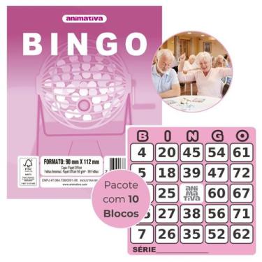 Imagem de Bloco Cartela para Bingo 96 folhas Cor Rosa Pacote com 10 Blocos - Ani