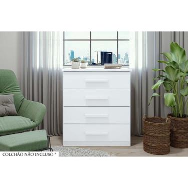 Imagem de Cômoda Casal Baião C/ 4 Gav Branco - Lopas