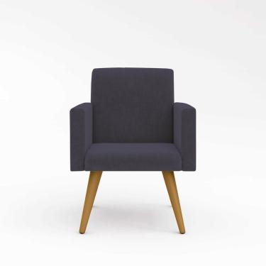 Imagem de Poltrona Nina Pés Palito - Cadeira Escritório - Cor Cinza Promoção