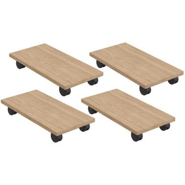 Imagem de Kit 04 Suportes Para Cpu Com Rodízios Cyber L03 Amadeirado - Lyam