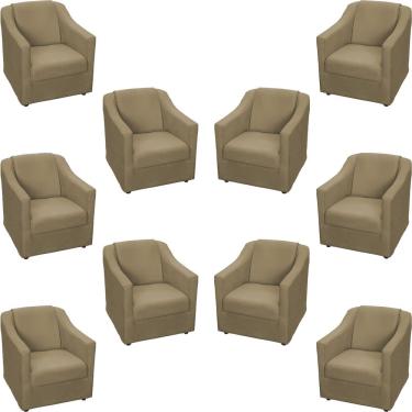 Imagem de Kit 10 Poltronas Decorativa Mila Pé De Plástico Cromado - Nude Suede