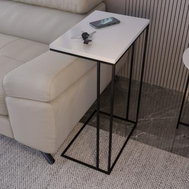 Imagem de Mesa Lateral Greco 67cm X 45cm X 30cm Branco Preto