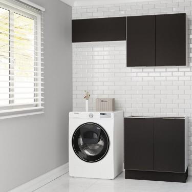 Imagem de Lavanderia Modulada 3 Peças Sem Tampo Com Rodapé Ipanema Cabecasa Madeiramadeira Grafite Trama