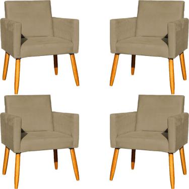 Imagem de Kit 4 Poltrona Para Sala Recepção Consultório Cadeira Nina Pés Palito Nude Suede