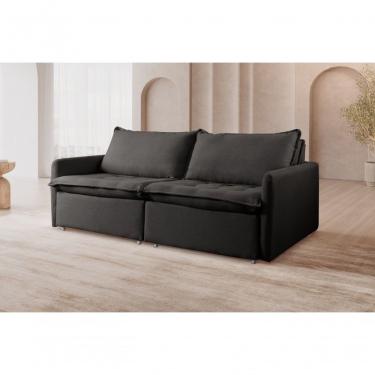 Imagem de Sofá Retrátil Cama Califórnia Para Sala 220 Cm linho Preto