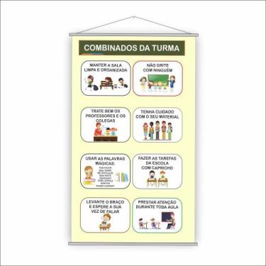 Imagem de Banner Pedagógico Escolar Combinados da Turma 120x65cm - PlimShop