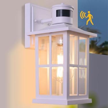 Imagem de EIKESN Luminária Externa Com Sensor De Movimento, Preta Para Parede Externa, Luzes Do Anoitecer Ao Amanhecer, Lanterna À Prova D'Água Varanda Frontal, Garagem E Pátio. (Branco, 1 Pacote)