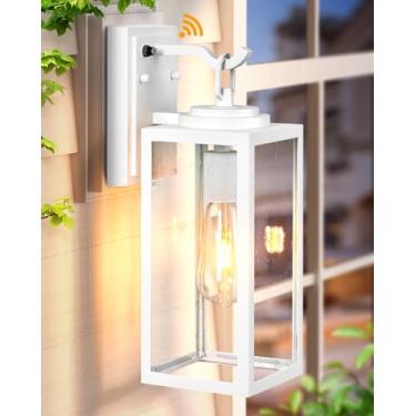 Imagem de OPAXIS Luminárias De Parede Externas Modernas Brancas, Luzes Com Sensor Anoitecer Ao Amanhecer, Luminária Varanda Frontal Alumínio À Prova D'Água, Arandela Externa Vidro Para Garagem E Jardim, Base