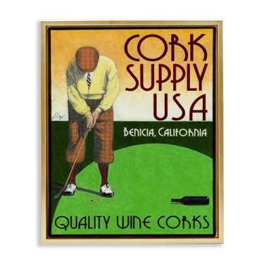 Imagem de Stupell Industries Pôster de fornecimento de cortiça antiga em tela flutuante dourada design de arte de parede por Jean-Pierre Got, 17 x 21